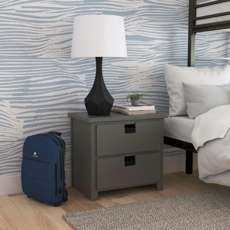 Cali Kids Two Drawer Nightstand in Grey