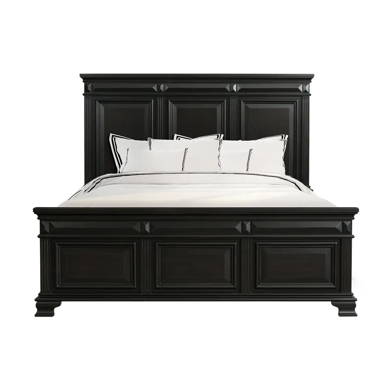 Calloway King Panel Bed in Antique Black