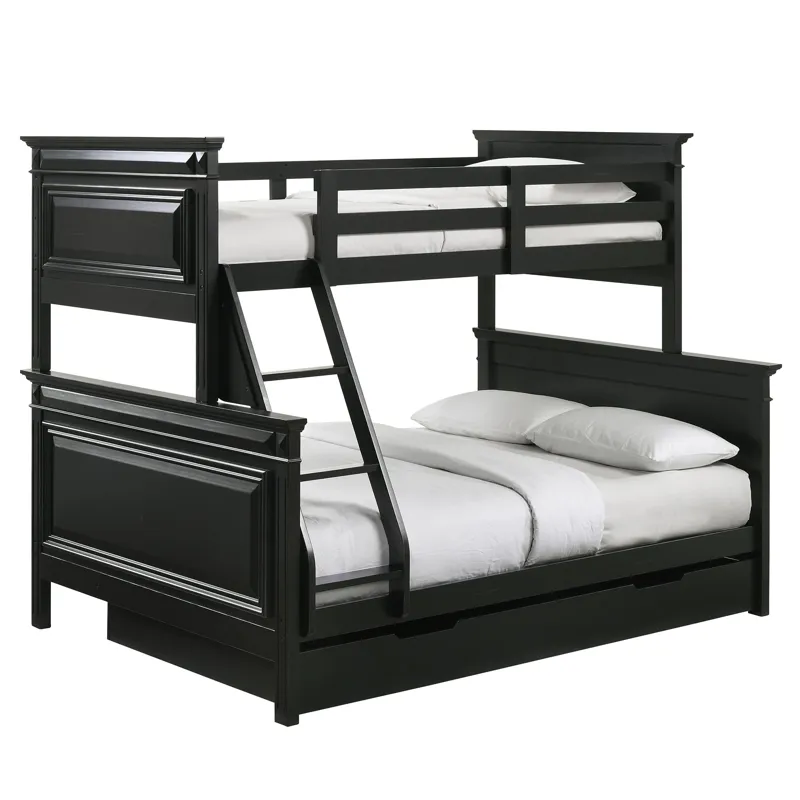 Calloway Twin over Full Bunk Bed with Trundle in Antique Black