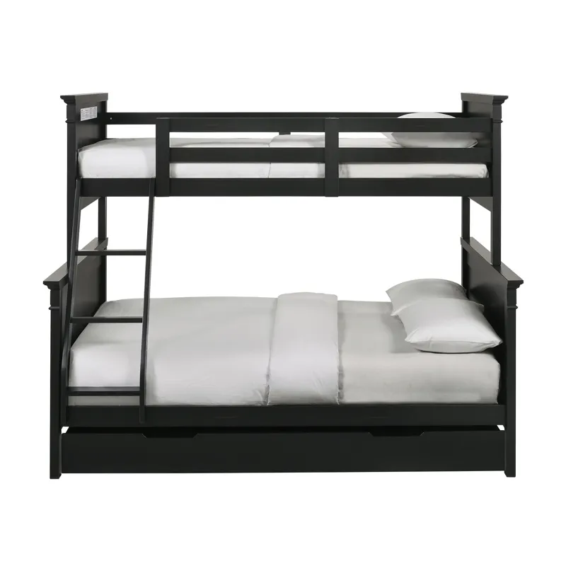 Calloway Twin over Full Bunk Bed with Trundle in Antique Black