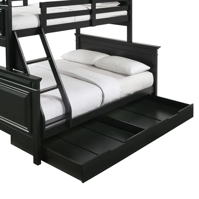 Calloway Twin over Full Bunk Bed with Trundle in Antique Black