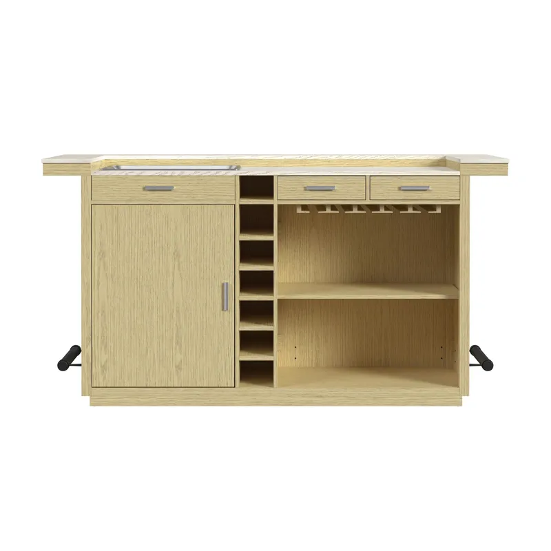 Cambrie Bar Table in Off-White and Natural with LED