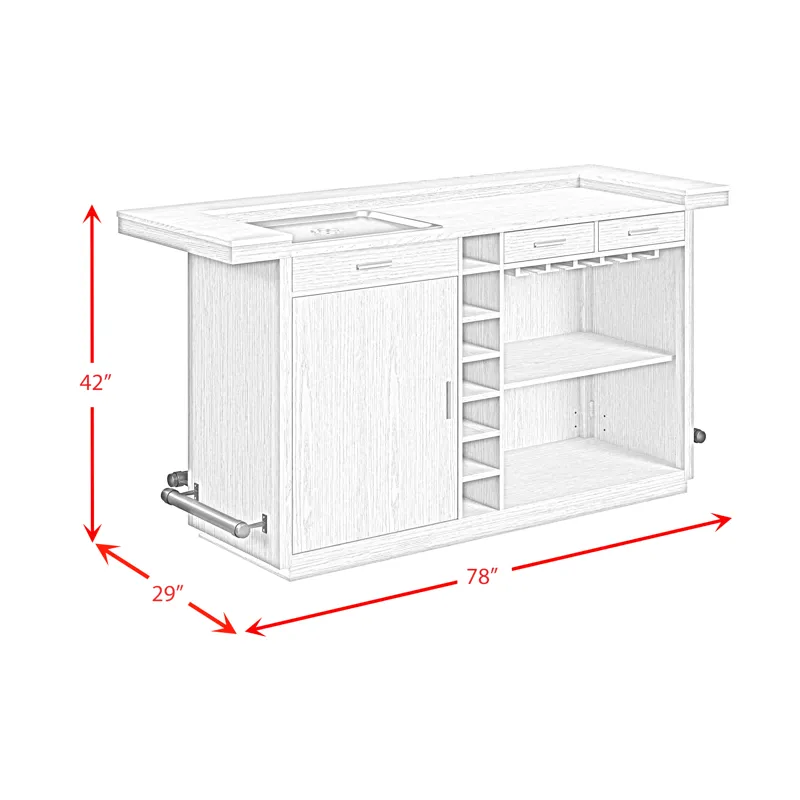Cambrie Bar Table in Off-White and Natural with LED