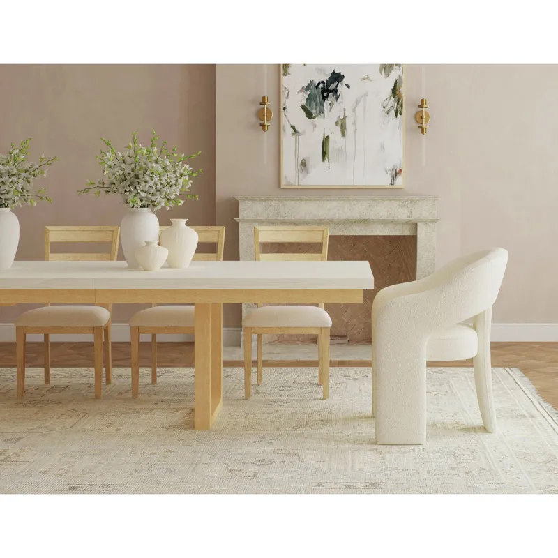 Cambrie UPH Dining Arm Chair in Beige Boucle