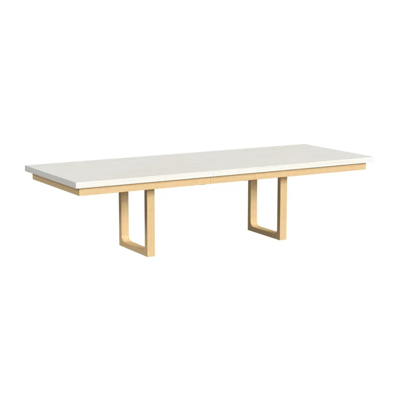 Cambrie Dining Table with 18\" Leaf in Off-White and Natural