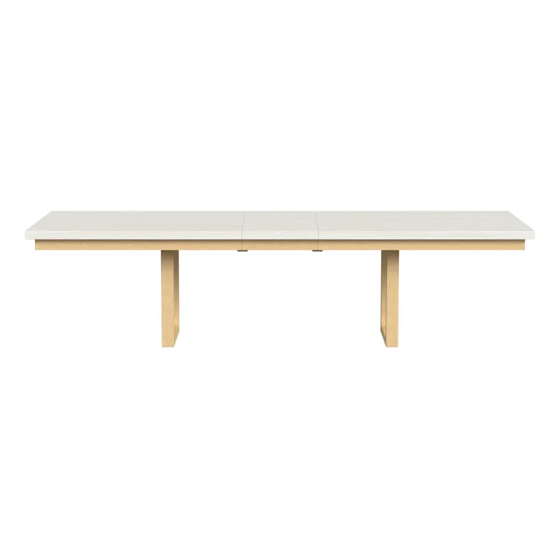 Cambrie Dining Table with 18\" Leaf in Off-White and Natural