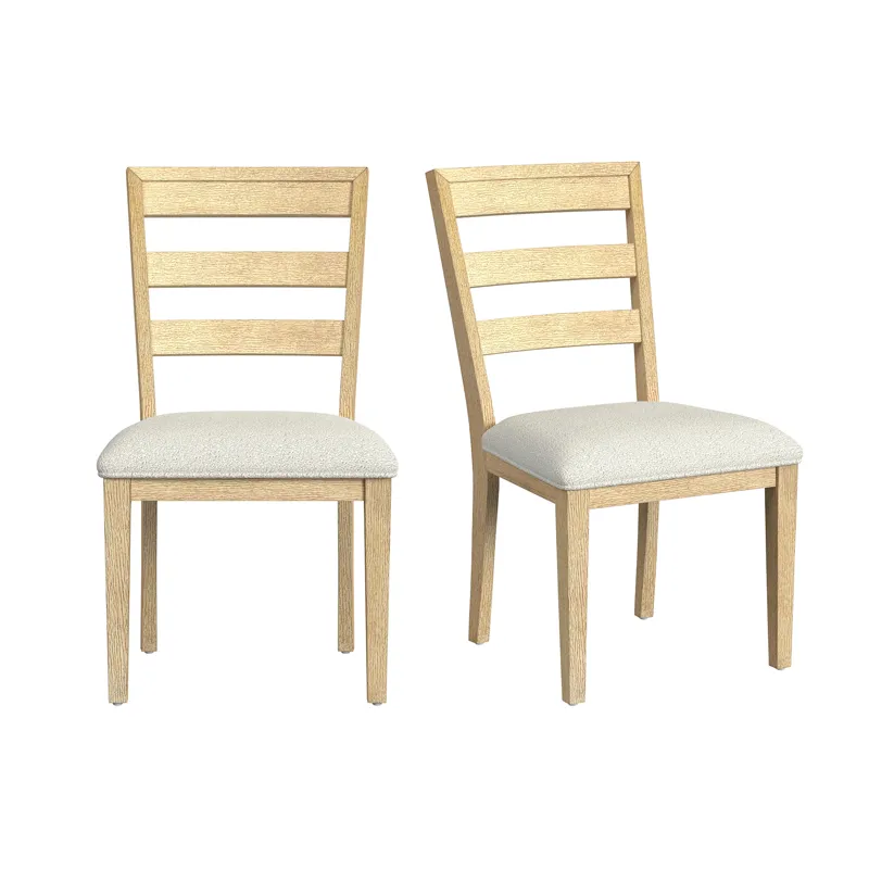 Cambrie Wood Back Dining Side Chair with Beige Boucle in Natural (2 Per Carton)