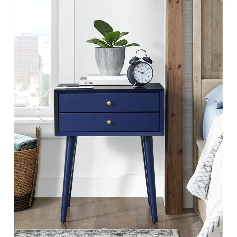 Canterbury Side Table W/Power port USB in Blue