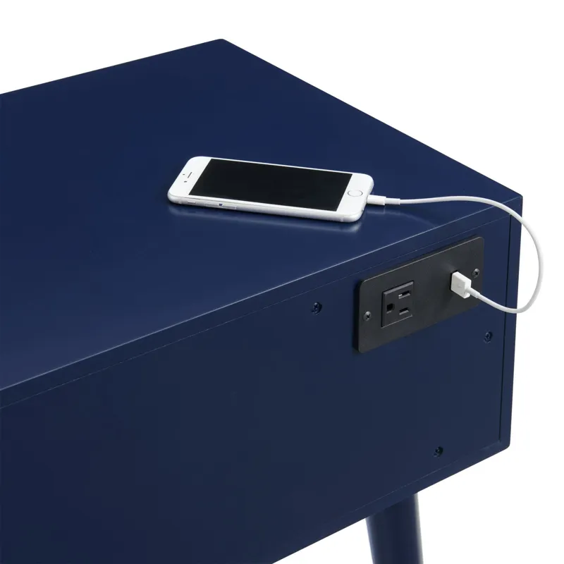 Canterbury Side Table W/Power port USB in Blue