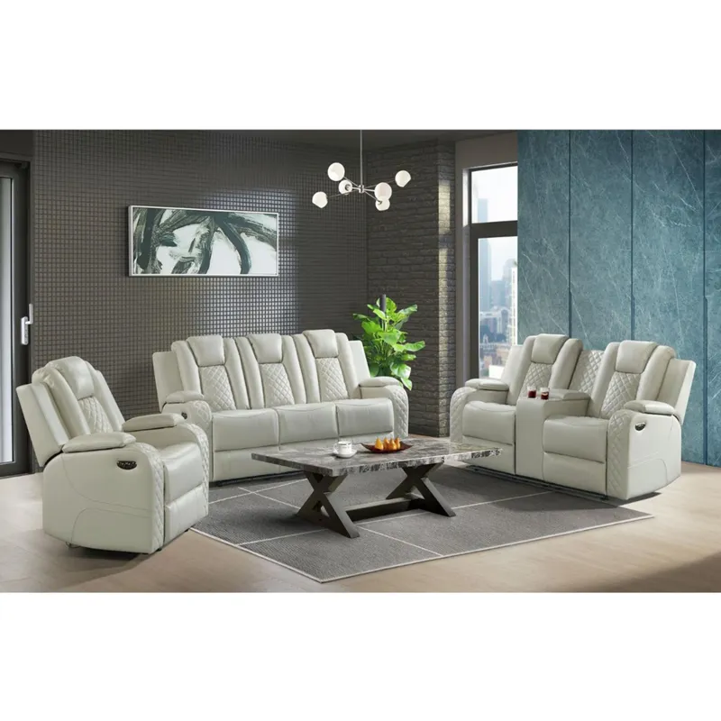 Carlo Power Motion Sofa with Power Headrest, Dropdown Table, Power strip, led and reading light in P