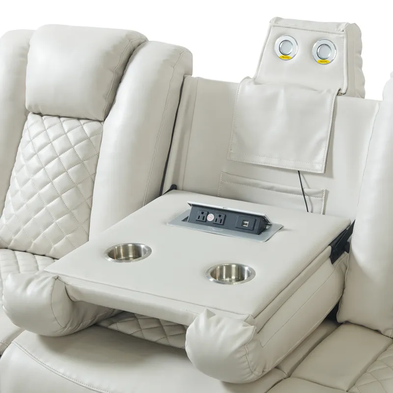 Carlo Power Motion Sofa with Power Headrest, Dropdown Table, Power strip, led and reading light in P