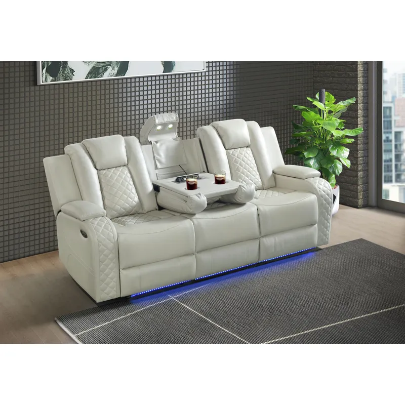 Carlo Power Motion Sofa with Power Headrest, Dropdown Table, Power strip, led and reading light in P
