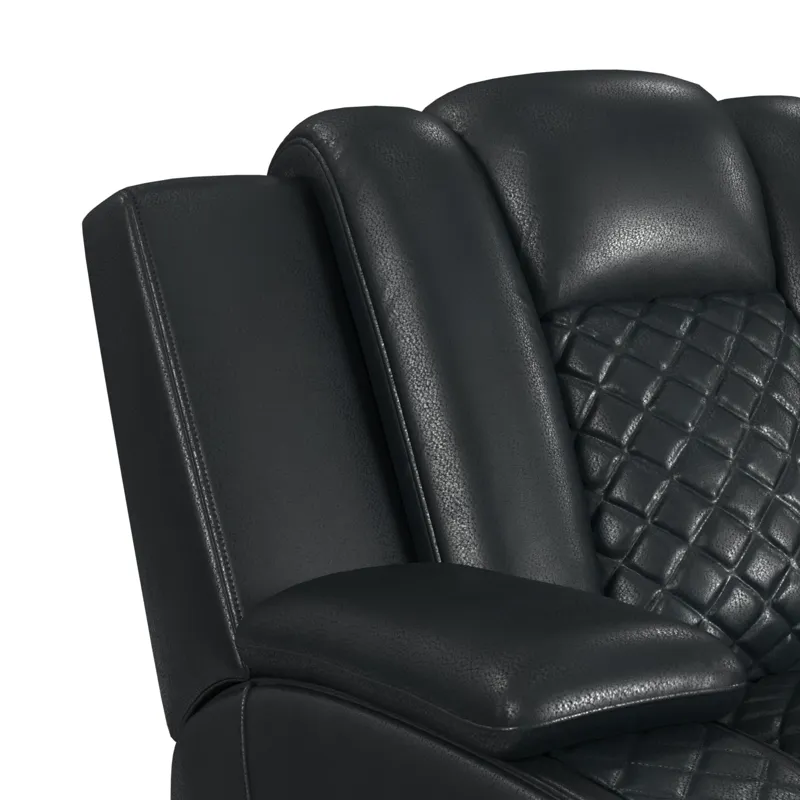 Carlo Power Motion Loveseat with Power Headrest, Console and LED in Pebble Black