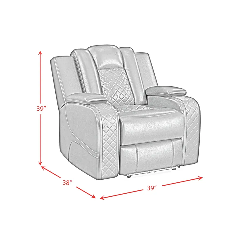 Carlo Power Motion Recliner with Power Headrest, LED in Pebble Oyster
