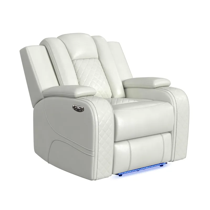 Carlo Power Motion Recliner with Power Headrest, LED in Pebble Oyster