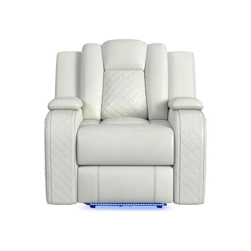 Carlo Power Motion Recliner with Power Headrest, LED in Pebble Oyster