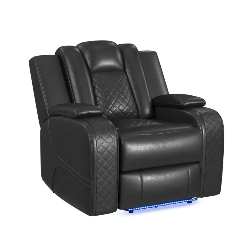 Carlo Power Motion Recliner with Power Headrest, LED in Pebble Grey