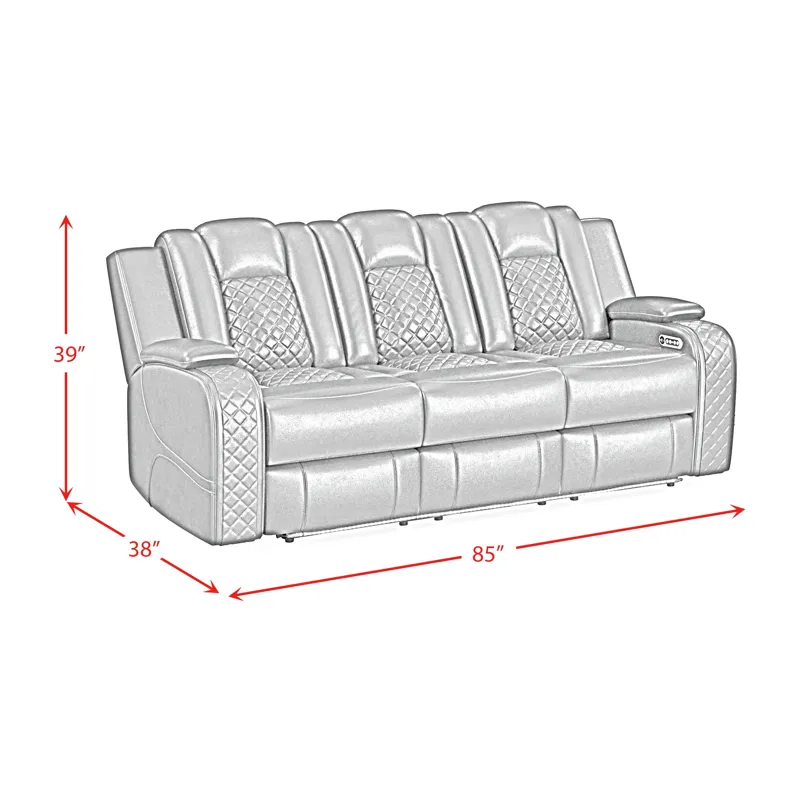 Carlo Power Motion Sofa with Power Headrest, Dropdown Table, Power strip, led and reading light in P