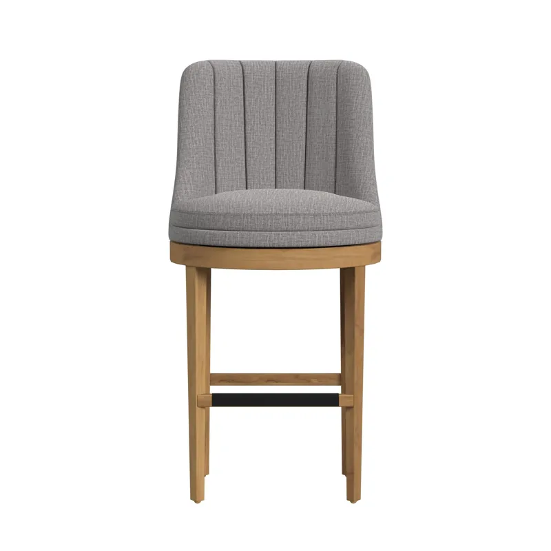Carmen Swivel Bar Stool with Light Grey Fabric in Natural (2 Per Carton)