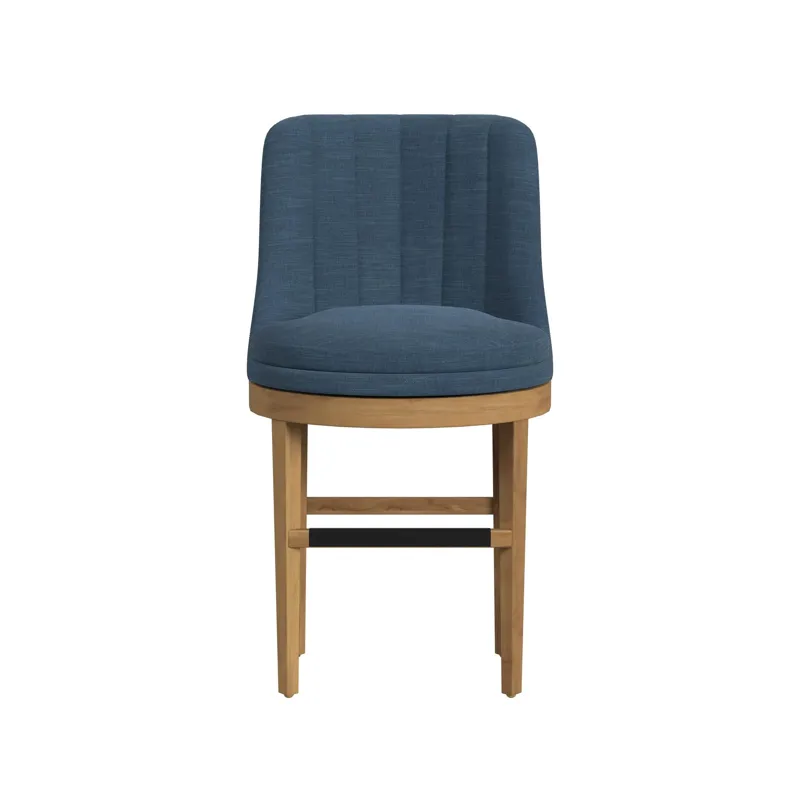Carmen Swivel Counter Stool with Blue Fabric in Natural (2 Per Carton)