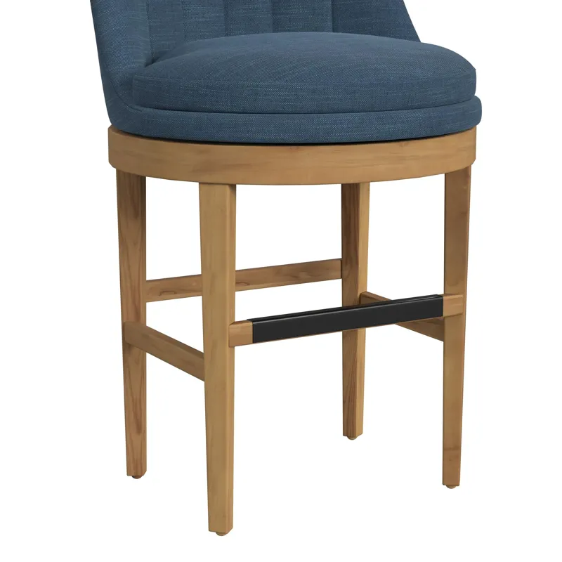 Carmen Swivel Counter Stool with Blue Fabric in Natural (2 Per Carton)