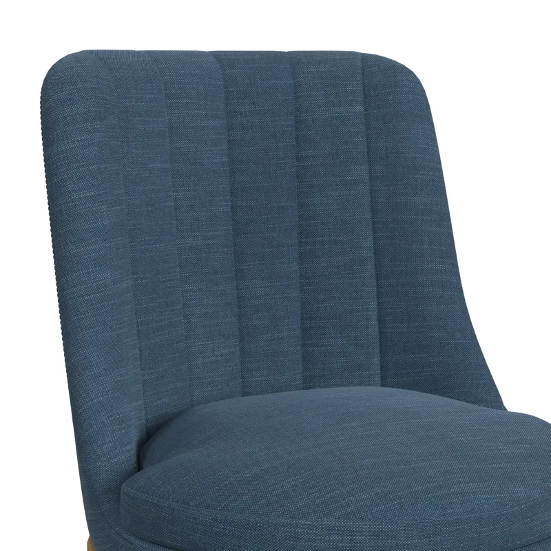 Carmen Swivel Bar Stool with Blue Fabric in Natural (2 Per Carton)