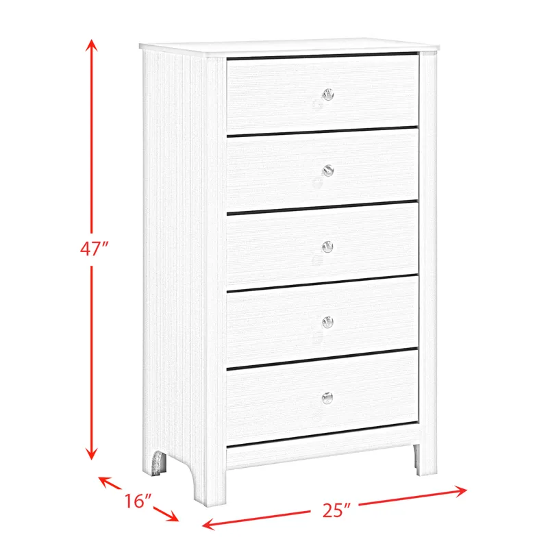 Catalina Five Drawer Chest White