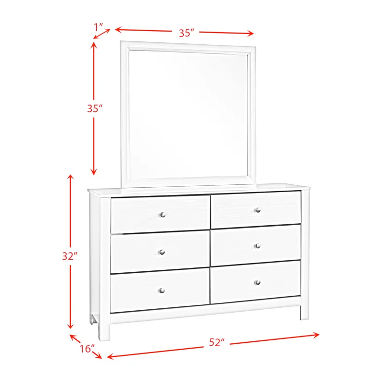 Catalina Youth Dresser & Mirror White