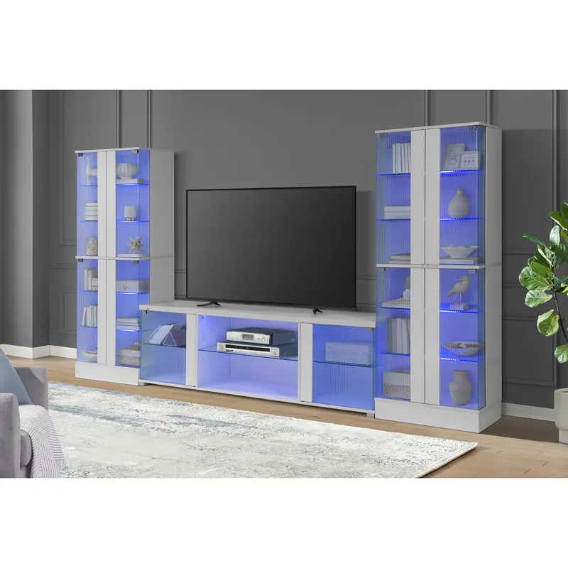 Chandra 70\" TV Stand with LED in Glossy White