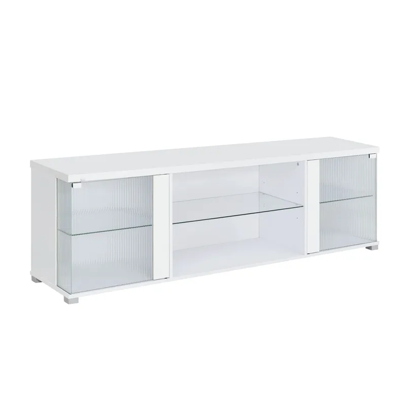 Chandra 70\" TV Stand with LED in Glossy White