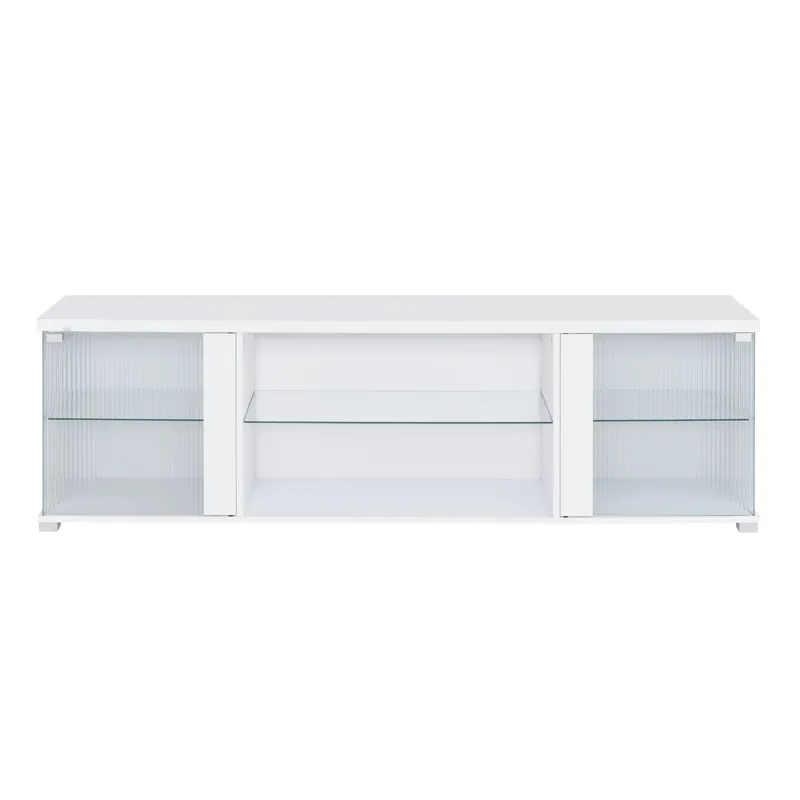 Chandra 70\" TV Stand with LED in Glossy White