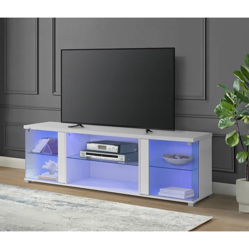 Chandra 70\" TV Stand with LED in Glossy White