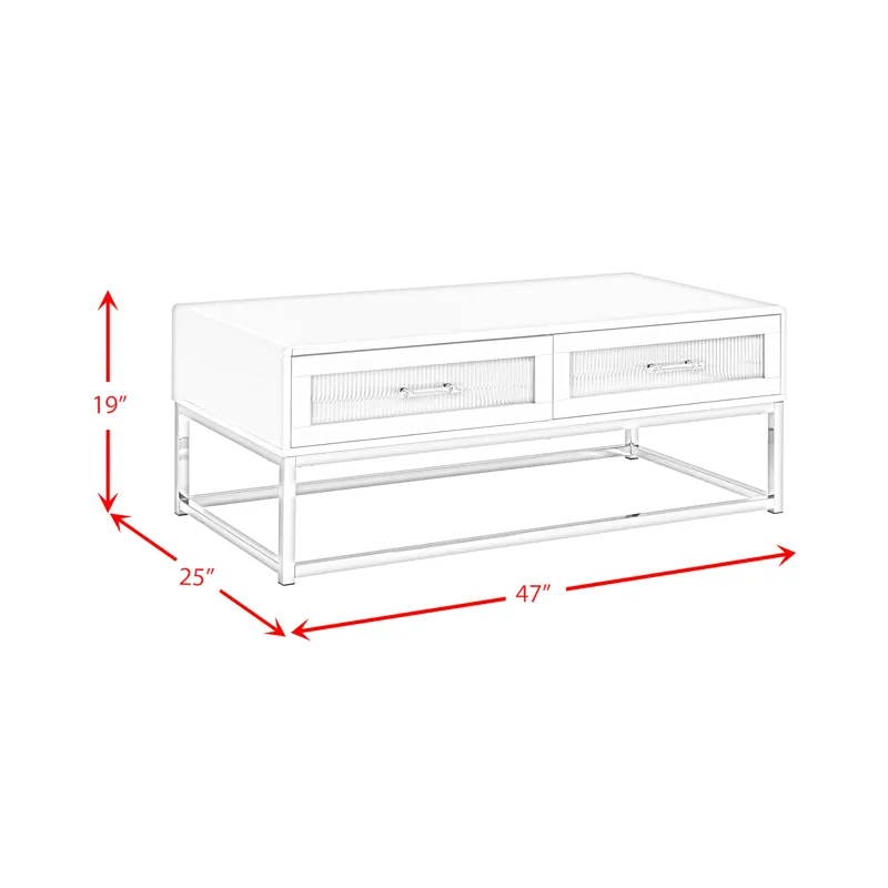 Chandra Coffee Table with LED and Battery Pack in Glossy White