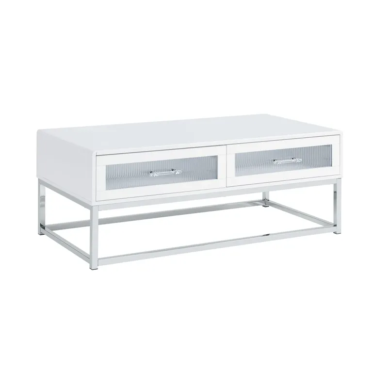 Chandra Coffee Table with LED and Battery Pack in Glossy White
