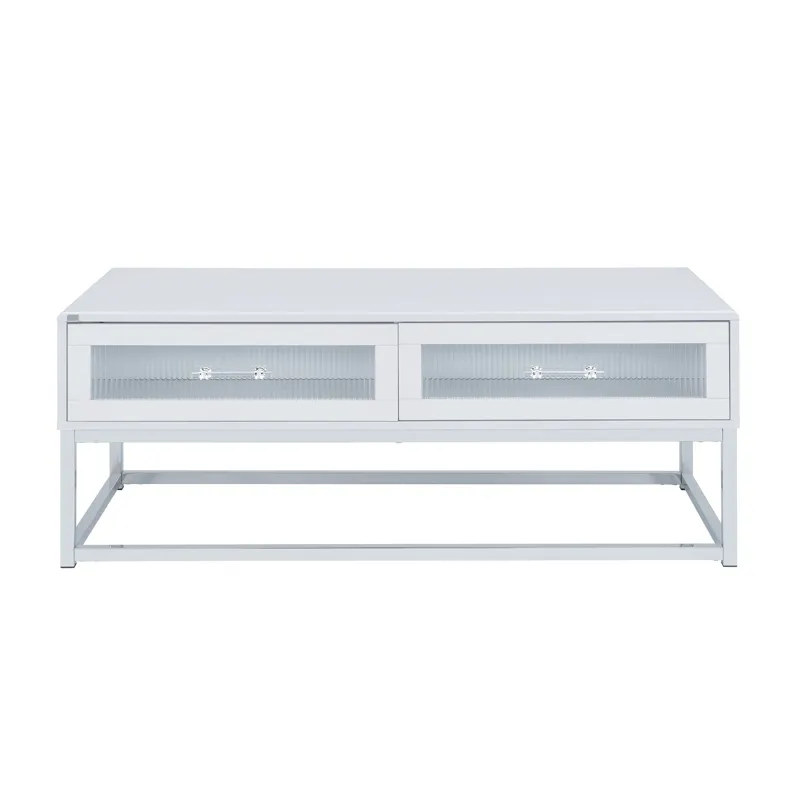 Chandra Coffee Table with LED and Battery Pack in Glossy White