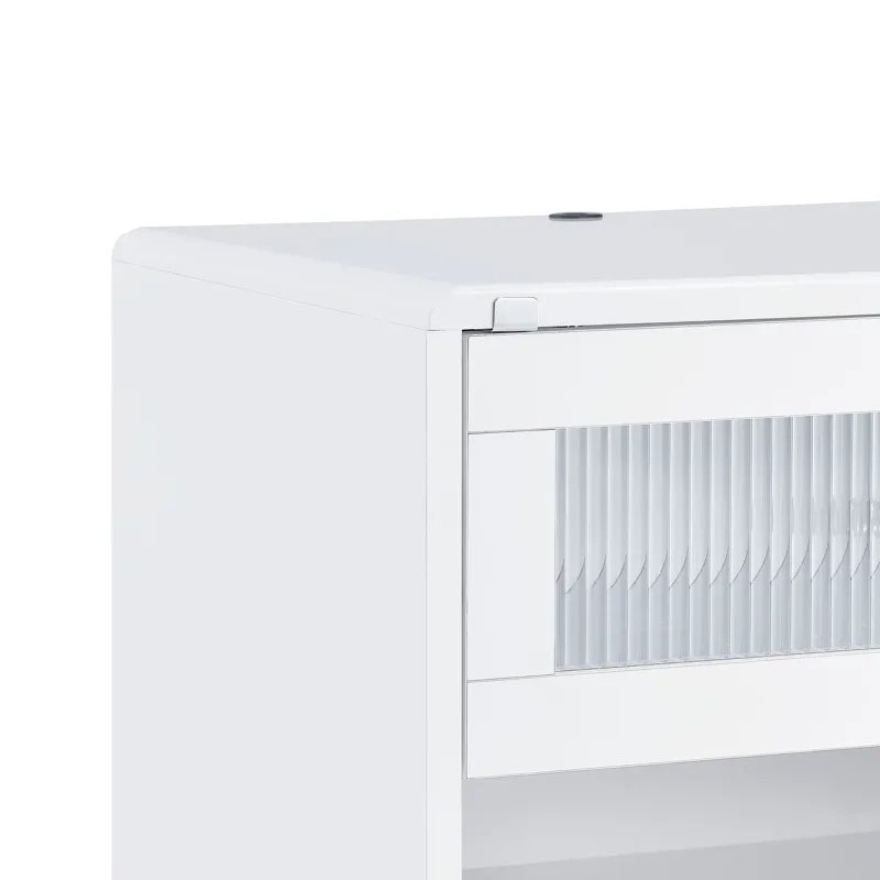 Chandra End Table with LED and Battery Pack in Glossy White