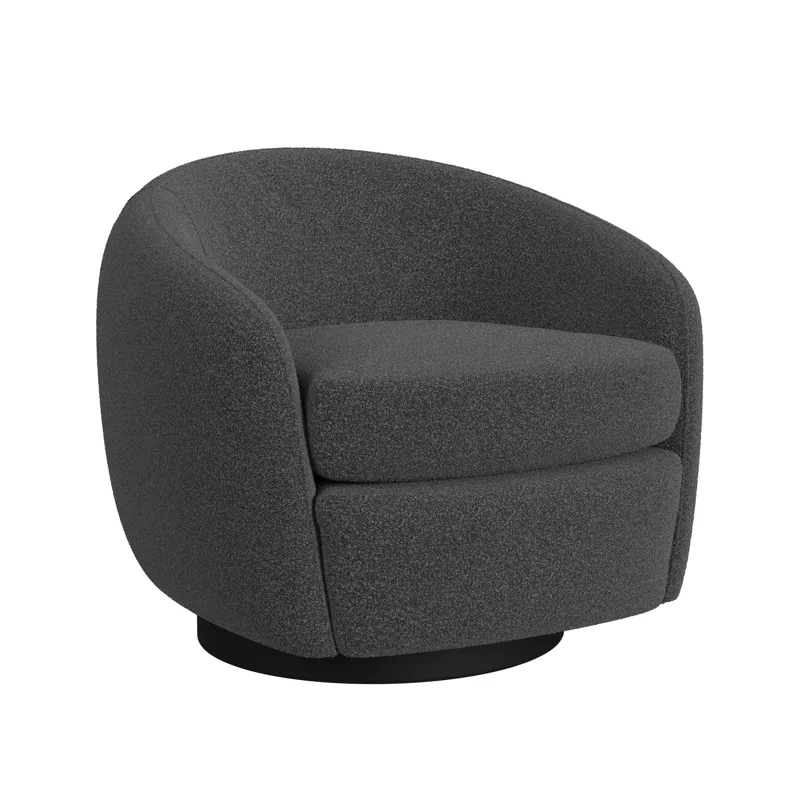 Chanel Swivel Chair in 8077 Boucle Grey & Espresso