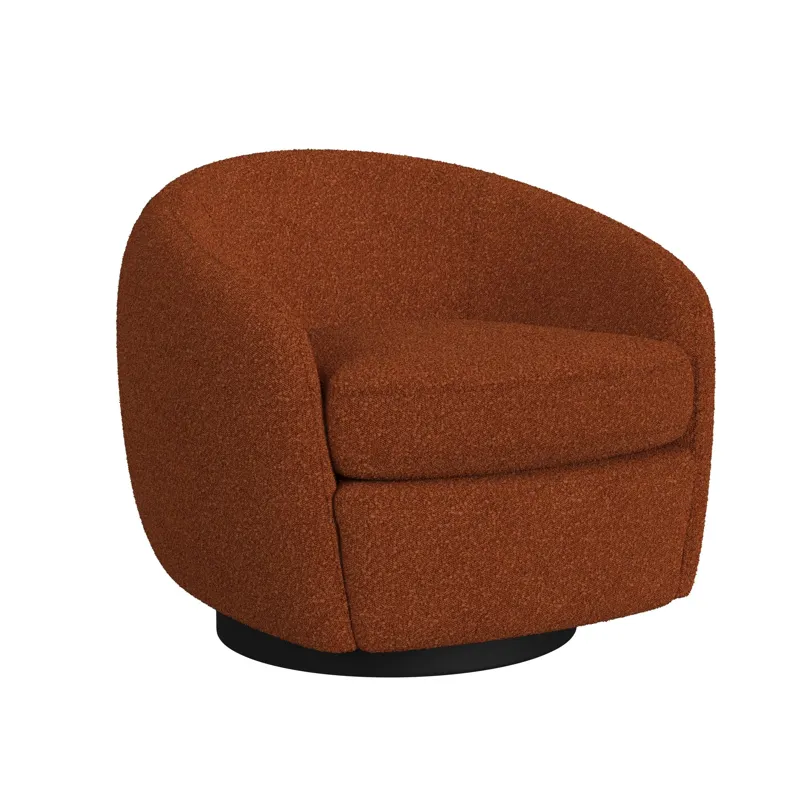 Chanel Swivel Chair in 8077 Boucle Orange & Espresso