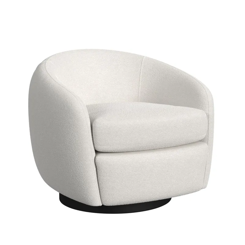 Chanel Swivel Chair in 8077 Boucle White & Espresso