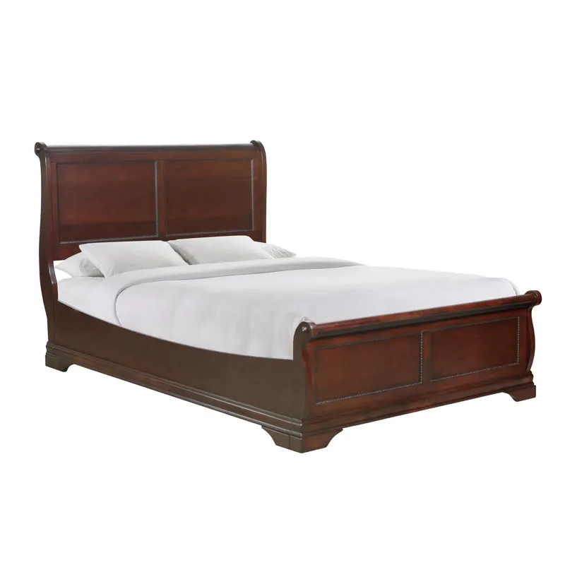(B4800-58F) Chateau- Queen Low Profile Bed- Vintage Cherry