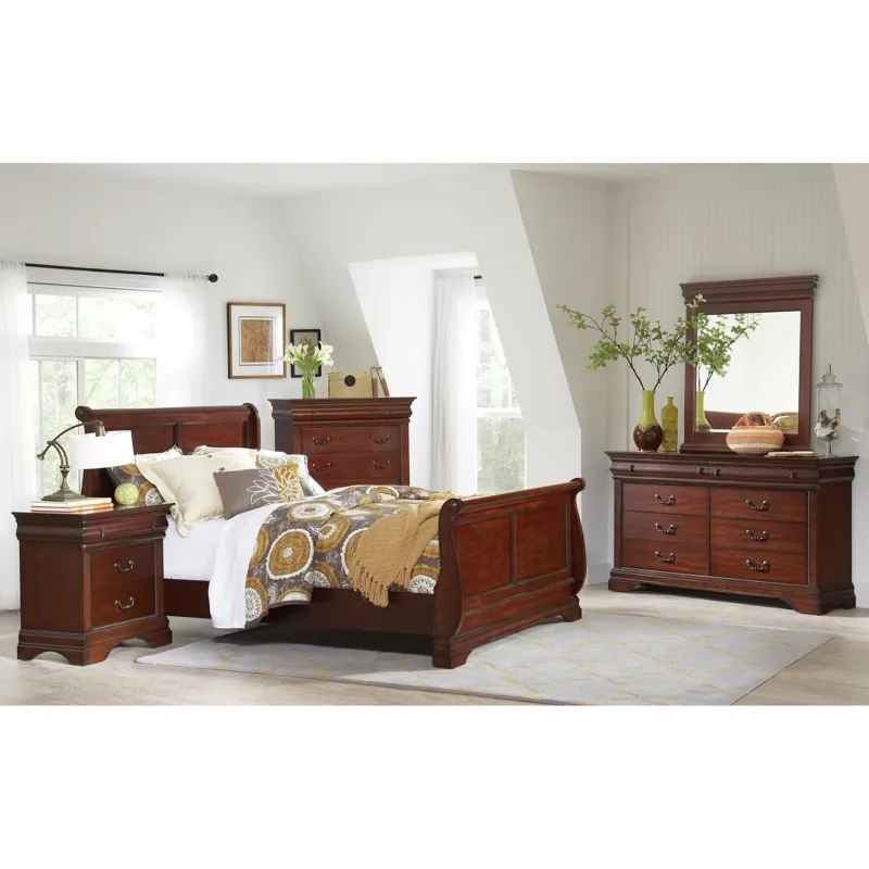 (B4800-61F) Chateau- King Sleigh Bed- Vintage Cherry