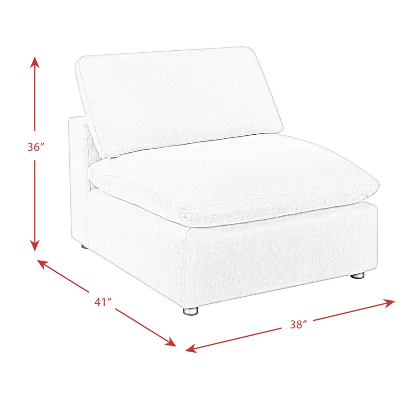 Cloud 9 Sectional Armless Chair In Garrison Hemp