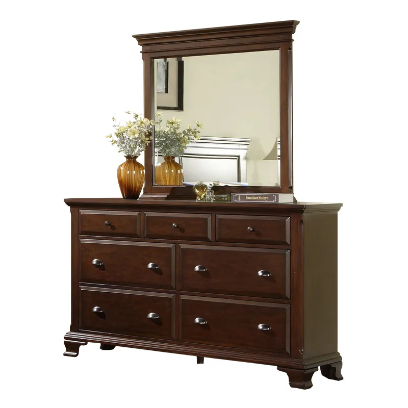 Canton Cherry Dresser & Mirror Set