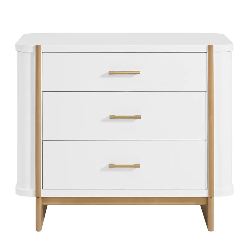 Colette 3-Drawer Dresser in White With Natural Base/Post - 3A