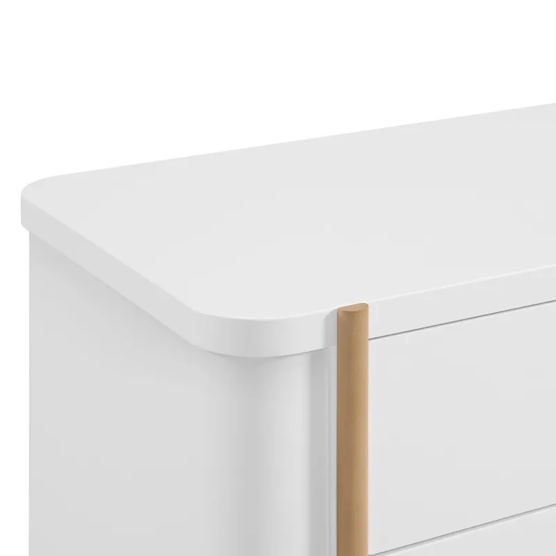 Colette 6-Drawer Dresser in White With Natural Base/Post - 3A