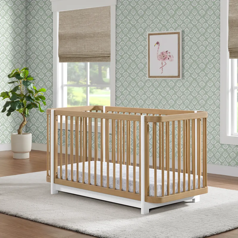 Colette Crib In Natural with White Base/Post-3A