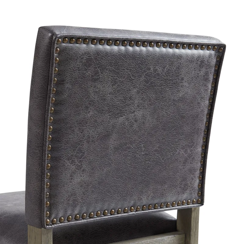 Collins Dining Side Chair W/ Stretcher W/ Brown PU in Grey (2 Per Pack)