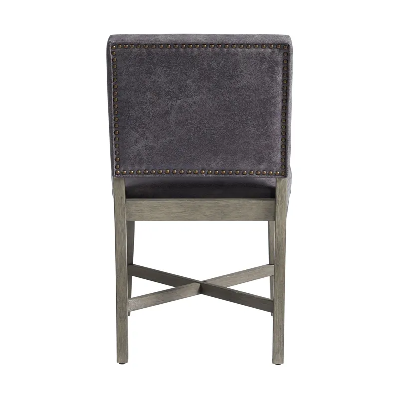 Collins Dining Side Chair W/ Stretcher W/ Brown PU in Grey (2 Per Pack)