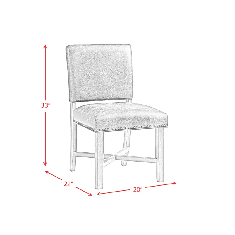 Collins Dining Side Chair W/ Stretcher W/ Brown PU in Grey (2 Per Pack)