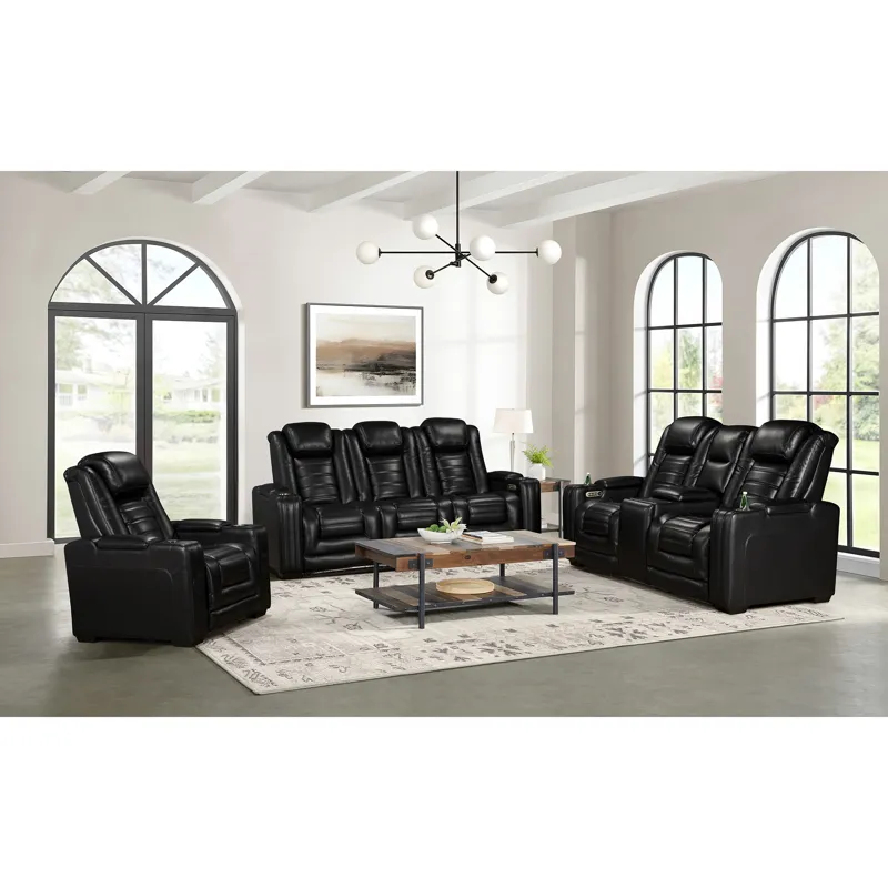 Commander Power Motion Loveseat with Power Headrest, LED Console, wireless charger and power foldout